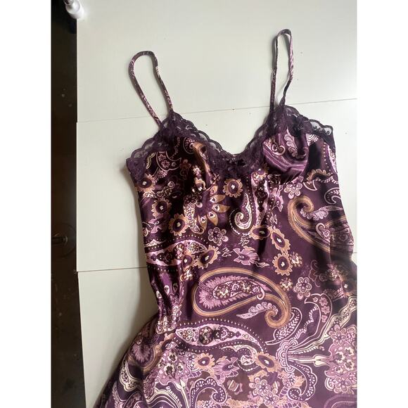 Vintage Slip Y2k nightie, Slip, Slip Dress, Paisley Purple Brown - Picture 1 of 8